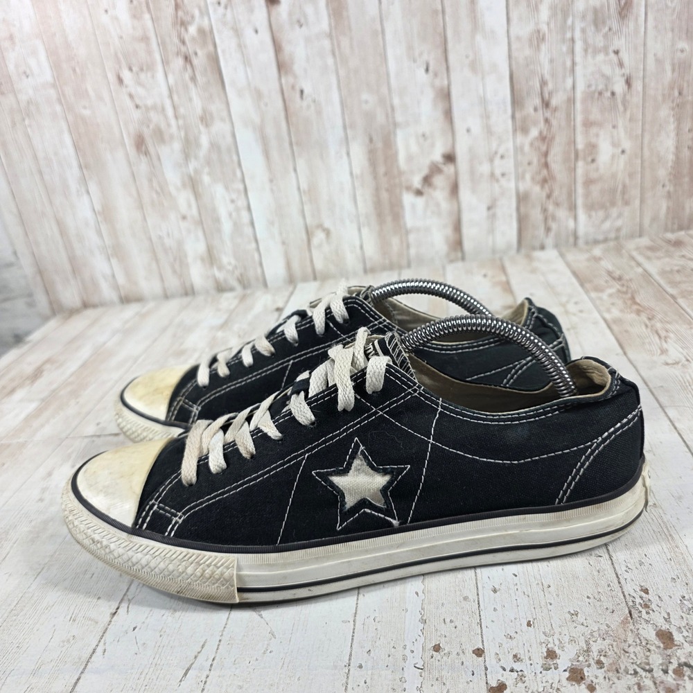 Converse One Star Mens 10 Black Canvas Low Top Sneakers 103639FT Skater Shoes - Picture 4 of 8